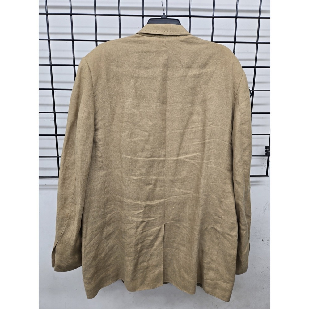 Marconi Men's 100% Linen Khaki Blazer Size L, Small Stain On Right Side Pocket. - Picture 8 of 16